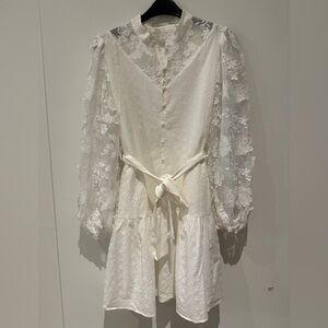 NWOT - Petite Studio Cream Lace Long Sleeve Dress
